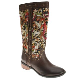 Spring Step Tapestry Boot Leather Womens Shoes Brown All Sizes New 