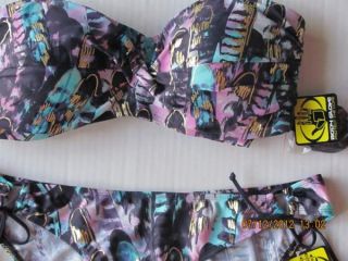 Body Glove Twist Bandeau Bikini Swim Bathing Suit Surfrider Bottoms M 