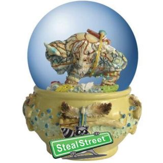 Buffalo With Imagery On Body Collectible Water Globe Ornament