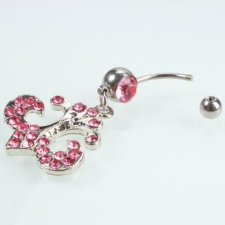   Barbell Rhinestone Navel Belly Button Ring Random Color Body Jewelry