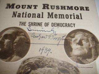 Gutzon Lincoln Borglum Auto Sign Mount Rushmore Booklet