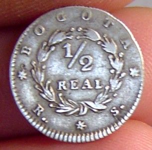 1839 RS Colombia Bogota 1 2 Real KM 96 1 High Grade Scarce Silver Coin 