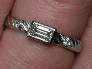 RARE Jane Bohan Platinum Emerald Cut Diamond Ring