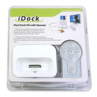 Idock iPod Docking Station w Charger USB Audio Video Cables IR Remote 