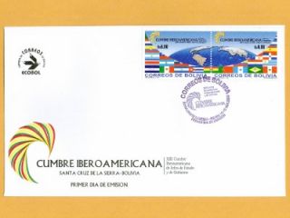 Bolivia Stamps 2003 Ibero American Conference Flags Scott 1211 FDC VF 