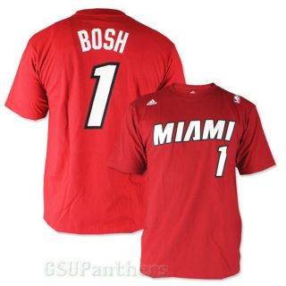 Chris Bosh Miami Heat Adidas Player Faux Stitch Jersey Red T Shirt Sz 