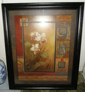 Viv Bowles signed original framed dimensional art Irises RARE