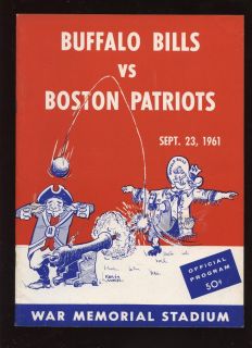 1961 AFL Program Boston Patriots Buffalo Bills EXMT