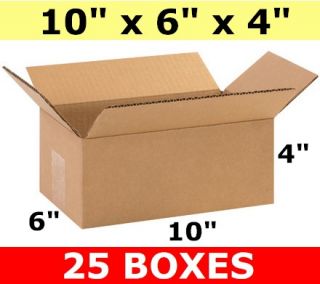 25 10x6x4 Cardboard Shipping Boxes Corrugated Cartons