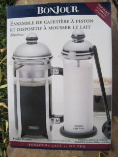 Williams Sonoma Bonjour French Press Coffee Maker Milk Frother Set 8 