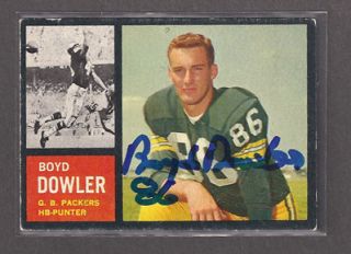 Packers Boyd Dowler Signed Card 1962 Topps Autograph Auto Green Bay 