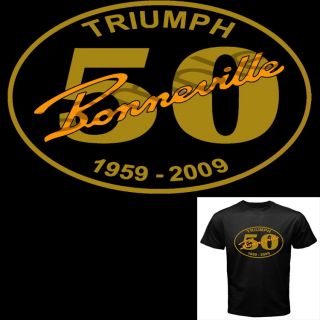 Mens 50 Years Triumph Bonneville Motorcycle T Shirt