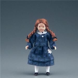 Dollhouse Dressed Girl Caco DHS01289 Flexible Blue Jacquard Fabric 1 