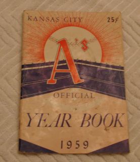 Kansas City Athletics 1959 Yearbook As Vintage Baseball