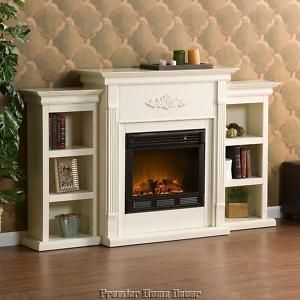Electric Fireplace w Bookcases Media TV Stand Storage