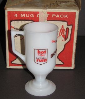 Hot Dr Pepper 4 Piece Milk Glass Mug Set in Box, Schuss Boomer