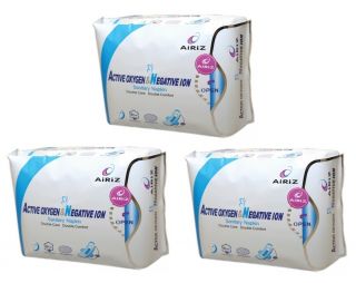 AiRiZ Sanitary Napkins Pads NIGHT USE with Active Oxygen Negative Ion 