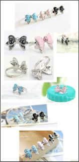 Korean Fashione Cute Bowtie Butterfly Dots Rhinestone Ring