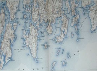 1908 Map Boothbay Harbor Maine Maine Me Lithograph Antique Topographic 