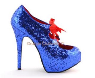 bordello burlesque blue glitter platforms high heels