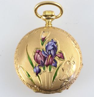 Borel Fils Enamel Gold Art Nouveau Pocket Watch 1895 Original Box 