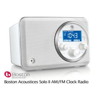 Boston Acoustics SOLO2B Solo II Am FM Radio with Alarm Clock White 