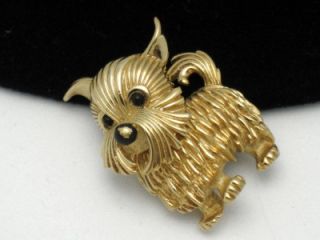 Adorable Boucher Signed Numbered Figural Textured Goldtone Dog Brooch 