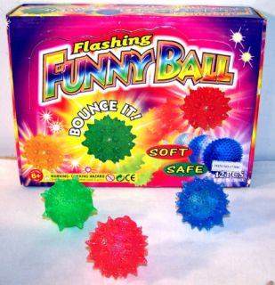 12 Flashing Light Up SPIKEY High Bouncing Balls Toys