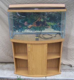 46 Gallon Bow Front Fish Tank with Stand Light Glass Top More