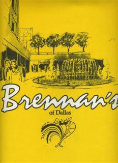 Breakfast at Brennans of Dallas Menu Dallas Texas 1970S