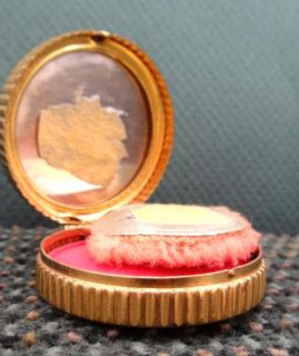   Brass Art Deco Makeup Blush Compact w Mirror Bourjois Rouge