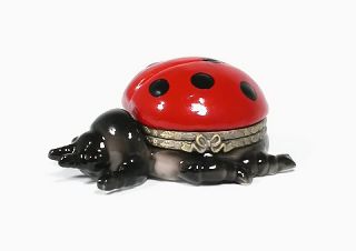 Ladybug Porcelain Hinged Trinket Box Jewelry PHB Stash