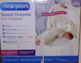 The First Years 5 in 1 Sweet Dreams Bassinet Portable Sleeper Changing 
