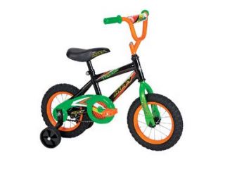 features of huffy 12 inch boys pro thunder bike black boy s