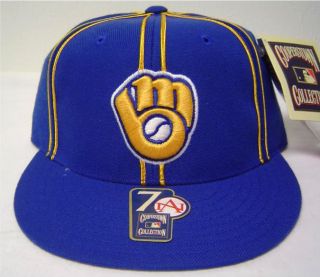 MLB Milwaukee Brewers Baseball Fitted Hat Flat Bill