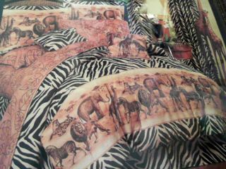   Saffari Elephant Lion Zebra Animal Print 5 piece Twin Comforter Set