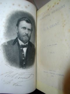 Grant Personal Memoirs~Civil War 3/4 Morocco Leather 1st ed 1885
