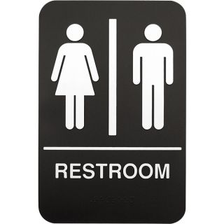 Braille Unisex Plastic Restroom Sign 6 x 9 Bathroom Washroom Lavatory 