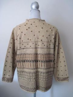 SUSAN BRISTOL Hand Embroidered Wool Blend Tunic Sweater Size XL