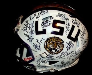 12 BCS LSU Tigers Authentic Pro Combat Team Signed Helmet COA Proof 