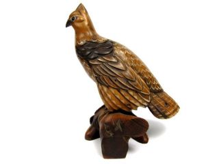 Tom Taber Ruffed Grouse Ducks Unlimited Decoy Wood Standing on Wooden 