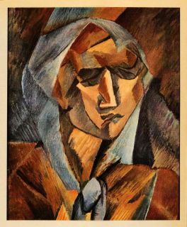 1956 Tipped In Print Georges Braque Woman Head Portrait Abstract 