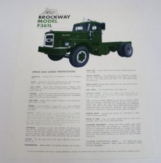 Brockway C 1972 1973 F361L Truck Sales Brochure