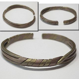 Unusual Vintage Copper Brass Twist Cuff Bracelet