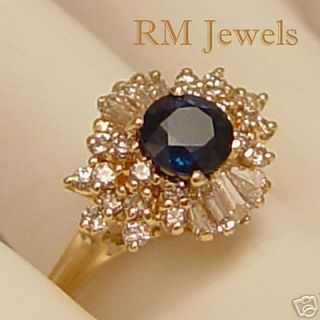 So Beautiful Sapphire Diamond 14kt Gold Vintage Ring