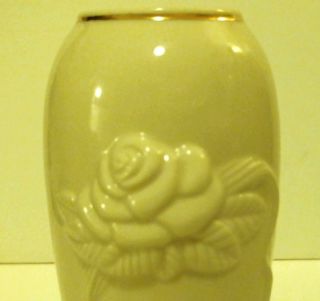 Lenox Rose Blossom Vase Embossed Rose 24 K Gold Trim Signed 