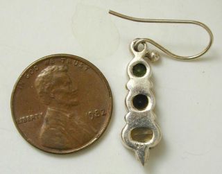   Sterling Pierced Earrings Fall Colors Green Brown Gold Stones