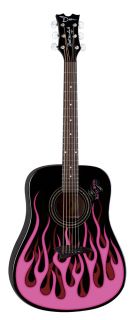 Dean Bret Michaels Signature Acoustic Guitar Pink Flames