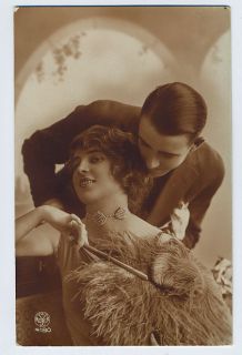 Lady Romance Kiss Love 1910s Real Photo Postcard A01