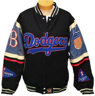 Brooklyn Dodgers Reversible Wool Blend Leather Jacket